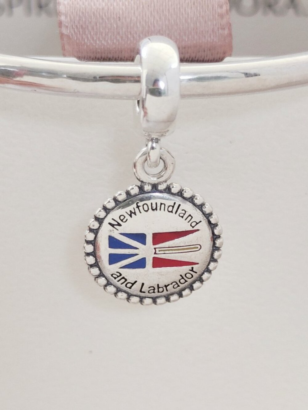 Pandora Newfoundland & Labrador Flag Dangle Charm Travel Vacation S925 Silver